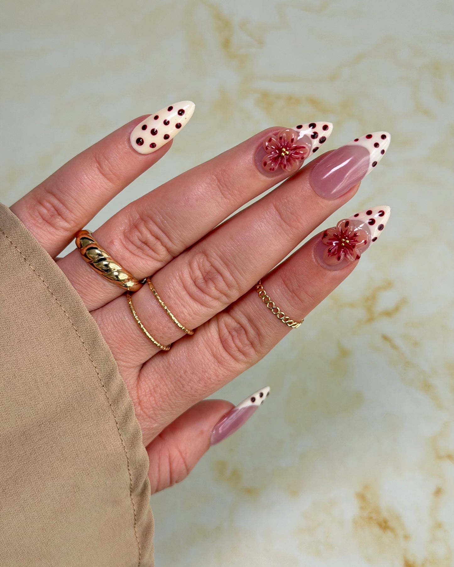 Blush Petal Polka – 3D Floral