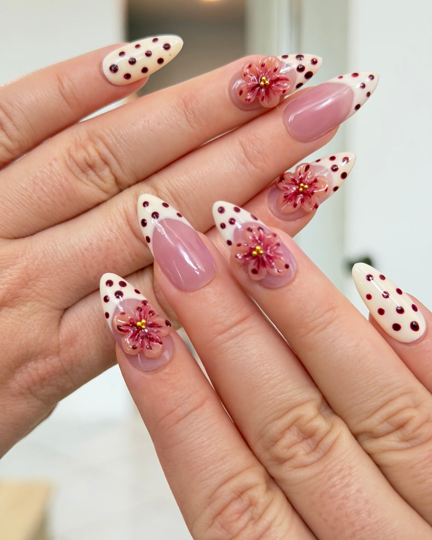 Blush Petal Polka – 3D Floral