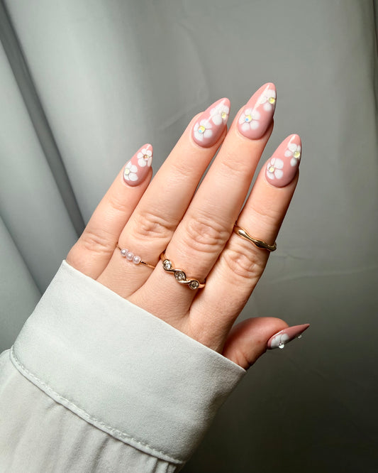 Glossy Flower Press-On Nails