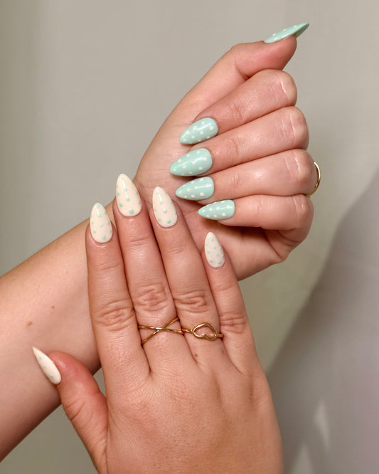 Mint Polka Dot Press-On Nails