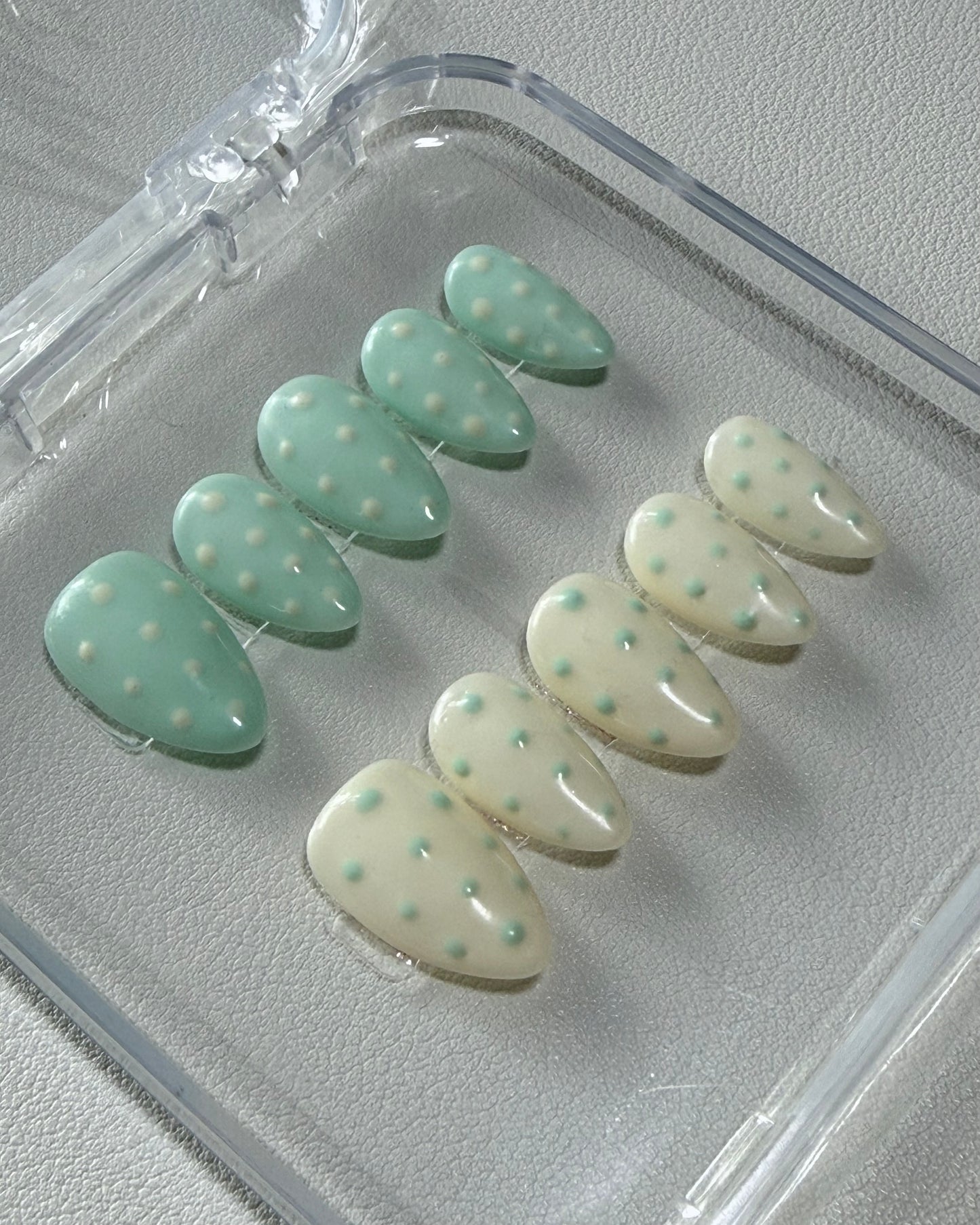 Mint Polka Dot Press-On Nails
